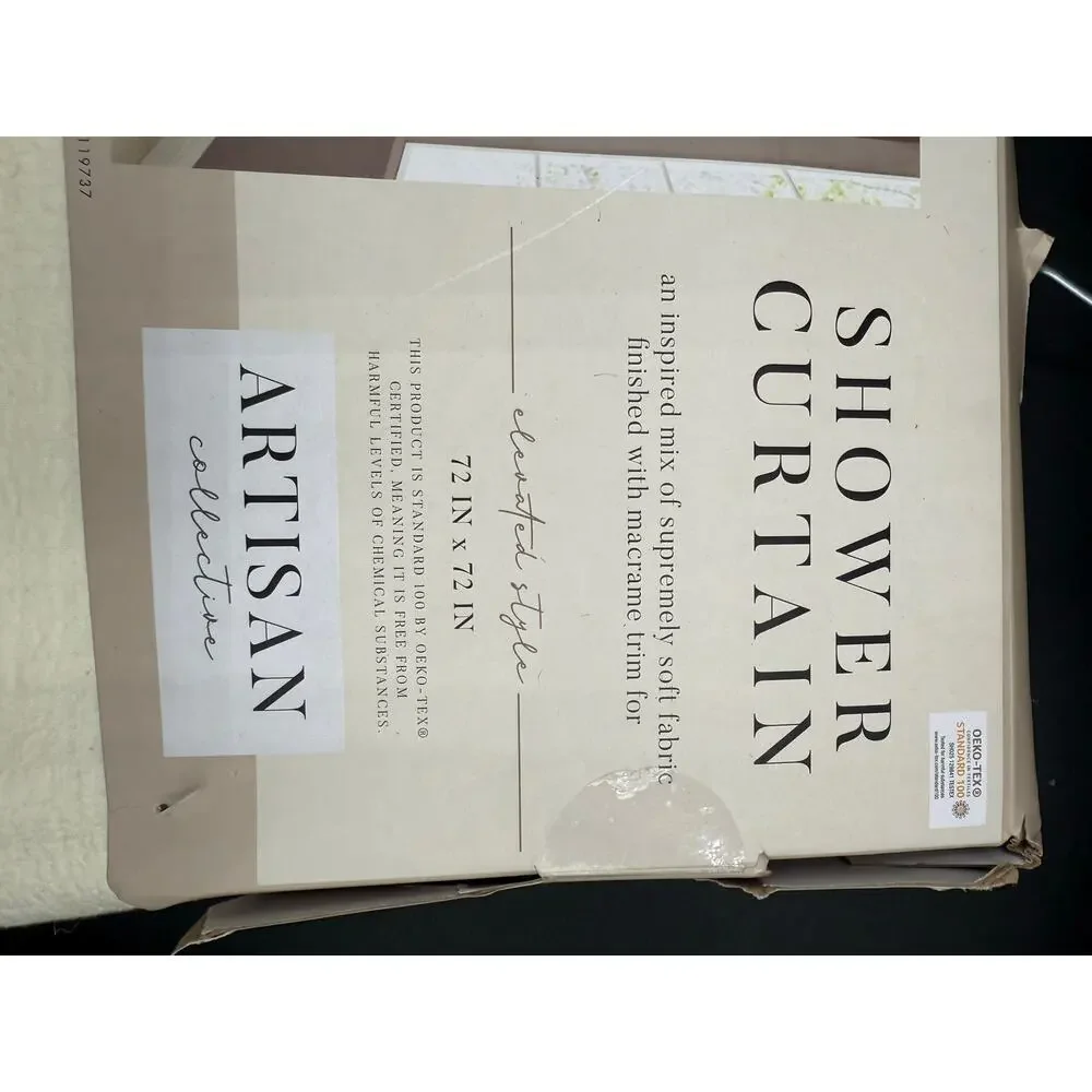 Artisan Collection 100% Cotton White Shower Curtain – Brand New